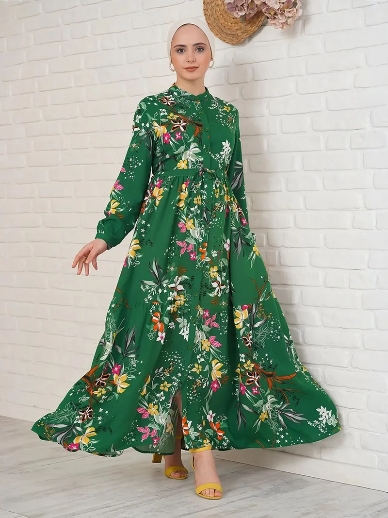 بيغ دارت BDART Maxi Dress with Patterned and Button Closure